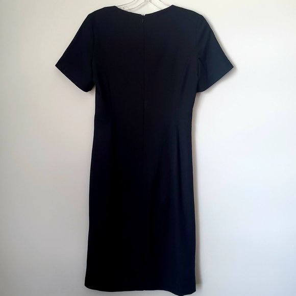 NWT * Black Fitted Dress s/s Zip Pockets Knee Length Office Career Business Wear - Picture 6 of 6
